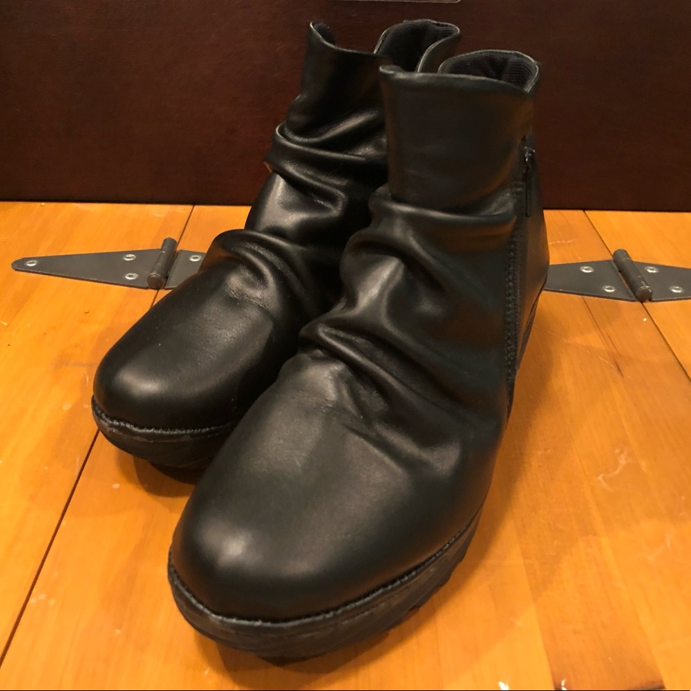 Cute black ankle wedge boots